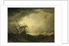 Ships driving onto a rocky shore in a heavy sea by Cornelis van de Velde