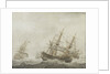 English men-of-war in a strong breeze by Cornelis Bouwmeester