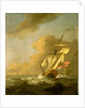 A ketch-rigged royal yacht in a breeze by Johan van der Hagen