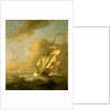 A ketch-rigged royal yacht in a breeze by Johan van der Hagen