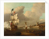 A ship saluting a fort by Peter Monamy