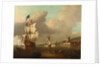 A ship saluting a fort by Peter Monamy