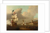 A ship saluting a fort by Peter Monamy