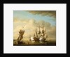 A man-of-war firing a gun at sundown by Peter Monamy
