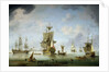 Shipping becalmed in the Solent by Charles Brooking