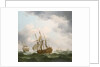 East Indiamen in a gale by Charles Brooking