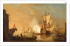 An English man-of-war firing a salute by Samuel Scott