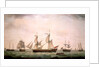 An English brig with captured American vessels by Francis Holman