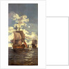 Moonlight scene: ships saluting by Monamy Swaine