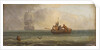 Four sailors in a ship's boat by Sands