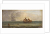 Four sailors in a ship's boat by Sands