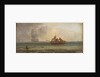 Four sailors in a ship's boat by Sands