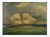 A sloop-of-war close-hauled in a breeze by British School