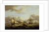 A cutter passing astern of a frigate by Thomas Luny