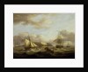 A cutter passing astern of a frigate by Thomas Luny