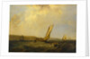 A sailing boat in a fresh breeze off Cowes by George Chambers the Elder