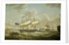 A frigate coming to anchor in the Mersey by Robert Salmon