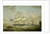 A frigate coming to anchor in the Mersey by Robert Salmon