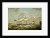 A frigate coming to anchor in the Mersey by Robert Salmon