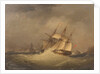 A frigate off a rocky coast by Nicolas Matthew Condy