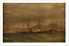 A paddle frigate in a rough sea off Naples by A. de Simone