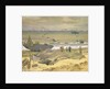 View of Courseulles with DUKWs landing stores by Stephen Bone