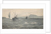 HMS 'Lanner' and 'Salvia' under bomb attack in Suda Bay by Rowland John Robb Langmaid