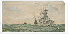 HMS 'Malaya' refuelling destroyers at sea by Rowland John Robb Langmaid