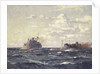 A rescue tug approaching a steamship by Norman Wilkinson