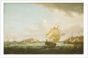 A merchantman and other vessels off Castle Cornet, Guernsey by Thomas Whitcombe