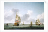 A two-decker and a frigate running into the Thames off Gravesend by Charles Brooking