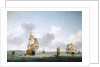 A two-decker and a frigate running into the Thames off Gravesend by Charles Brooking