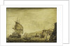 A Dutch ship arriving at Naples by Cornelis Bouwmeester