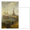 A Spanish three-decker at anchor off Naples by Abraham Willaerts