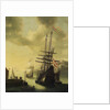 Dutch men-of-war in harbour by J. Browne