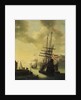 Dutch men-of-war in harbour by J. Browne
