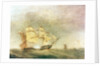HMS 'Pique' carrying away her rudder by John Christian Schetky