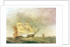 HMS 'Pique' carrying away her rudder by John Christian Schetky
