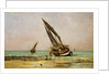 Beached fishing boats at low tide, Villerville by Edmond Yon