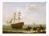 A beached Collier Unloading into Carts by Julius Caesar Ibbetson