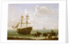 A beached Collier Unloading into Carts by Julius Caesar Ibbetson
