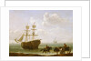 A beached Collier Unloading into Carts by Julius Caesar Ibbetson