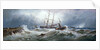 A French paddle tug bringing a barque into Boulogne harbour in heavy weather by Thomas Bush Hardy