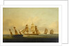 End of the action between HMS 'Arrow' and 'Acheron' and the French frigates 'Hortense' and 'Incorruptible' by Francis Sartorius