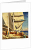 Mending sails on the deck of the 'Birkdale' by John Everett