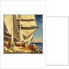 Mending sails on the deck of the 'Birkdale' by John Everett