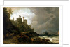 A fishing boat brought ashore near Conway Castle by Philippe-Jacques de Loutherbourg
