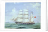 The barque 'Antagonist' entering the Elbe by Heinrich Andreas Saphus Petersen