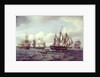 The ship 'Castor' and other vessels in a choppy sea by Thomas Luny