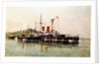 HMS 'Howe' being towed into Emsenanda de la Malata by HMS 'Seahorse' with salvage steamers alongside by A. Sanz